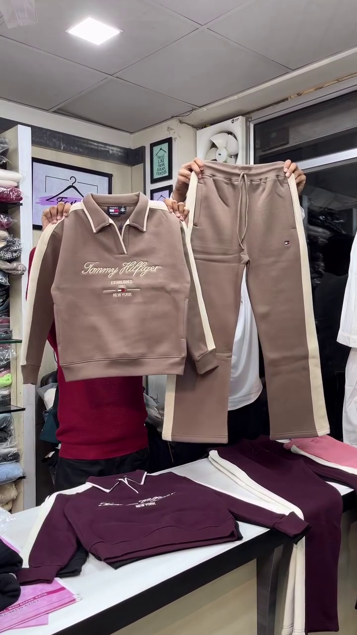 Pink & Cream Side‑Stripe Cozy Sweatshirt Jogger Co‑ord Set