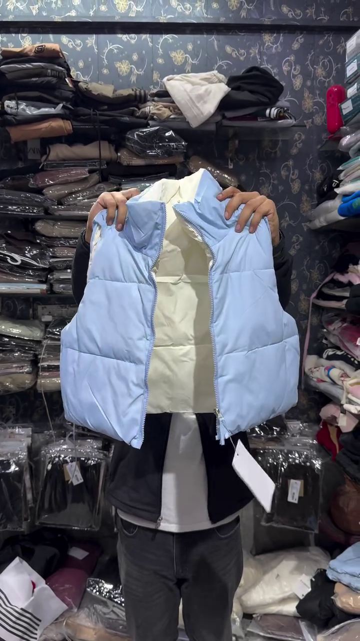 Sky Blue Padded Sleeveless Zip Gilet with High Neck 💙❄️