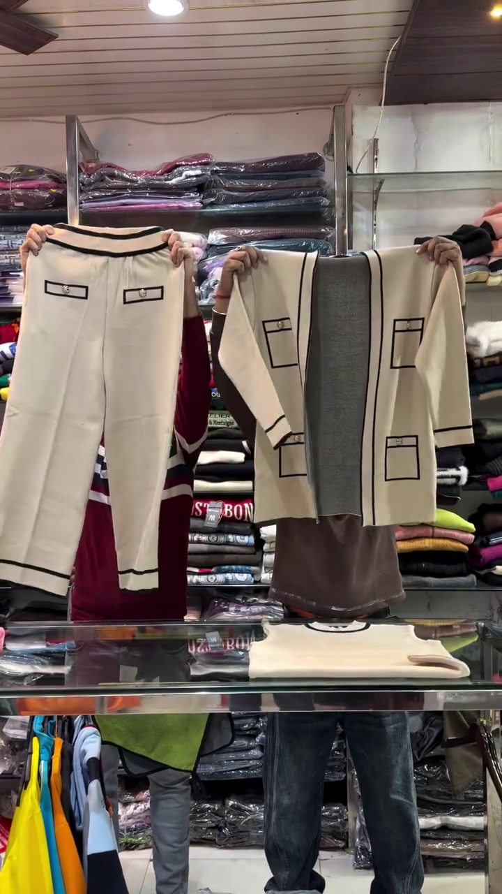 Olive & Brown Contrast Trim Full Sleeve Knit Co‑ord Set with Longline Cardigan 💚🤎