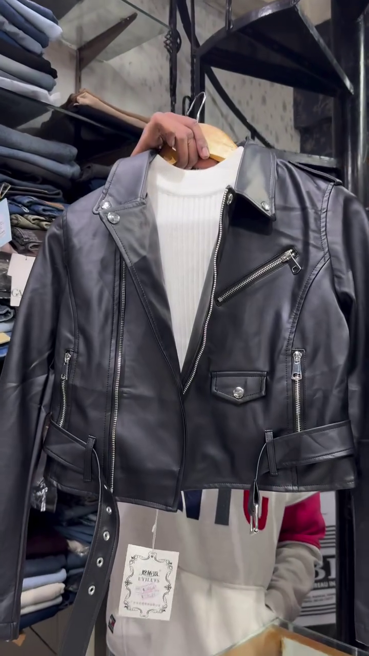 Black Faux Leather Biker Jacket and Pleated Mini Skirt Co‑ord Set 🖤⚡️