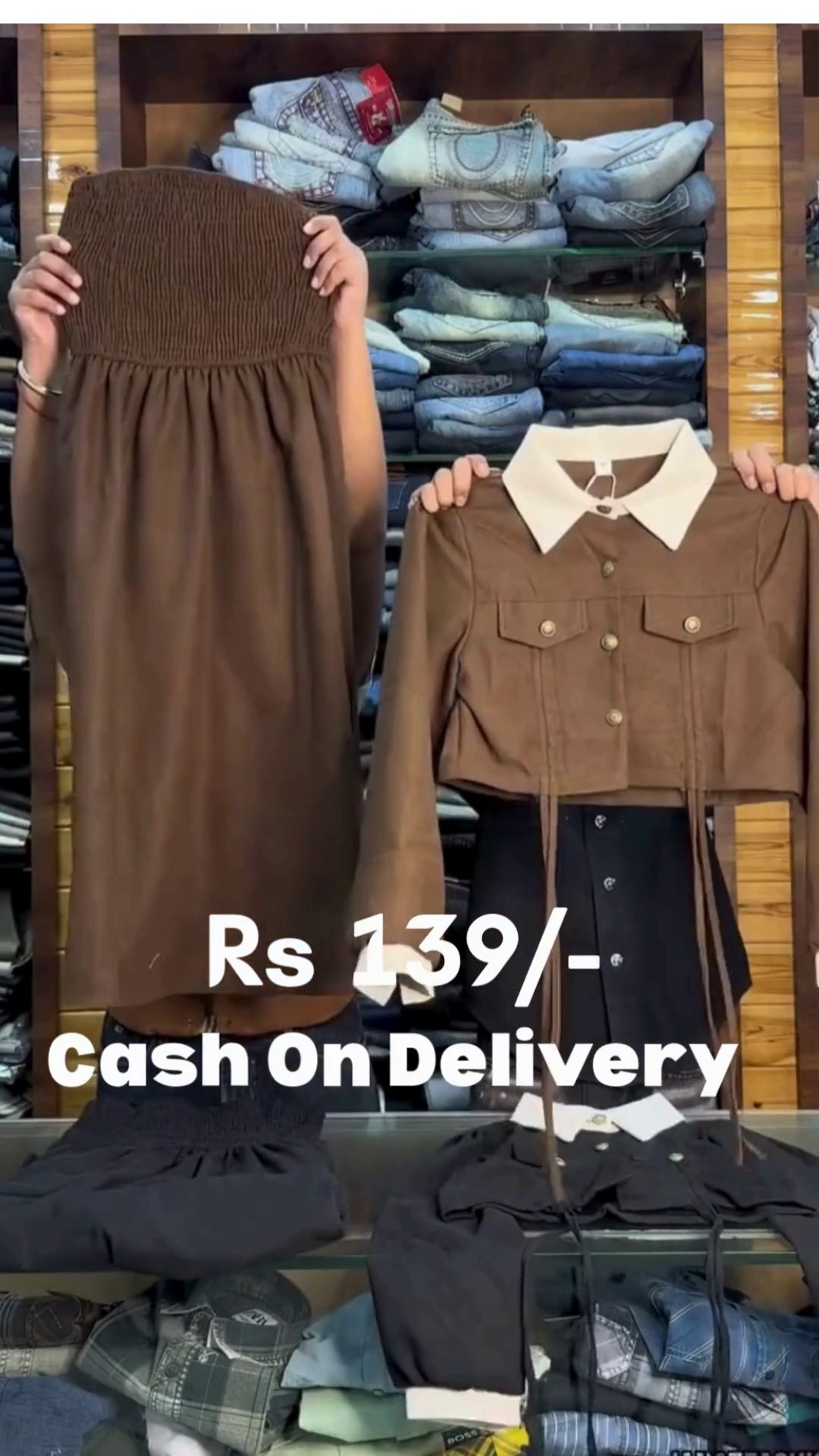 Beige Smocked Tube Skirt with Cropped Collar Jacket Co‑ord Set 🤎🤍