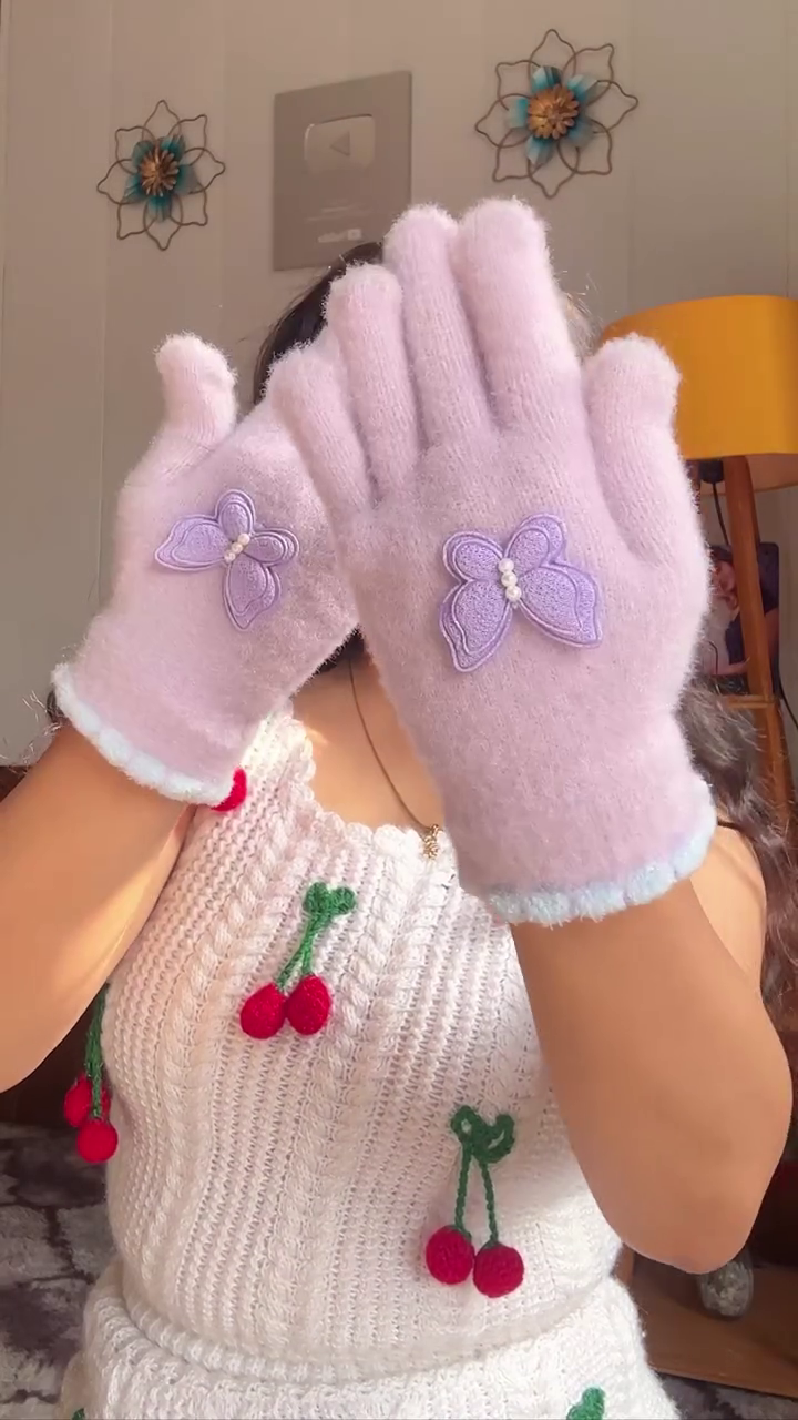 ✨Cute Soft Warm Winter Half Finger Woolen Gloves With Adorable Cartoon Design For Girls & Women✨