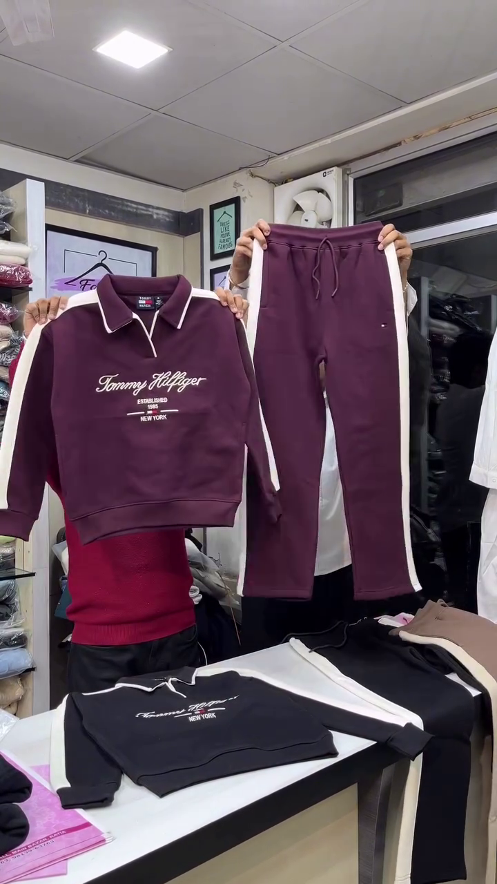 Pink & Cream Side‑Stripe Cozy Sweatshirt Jogger Co‑ord Set