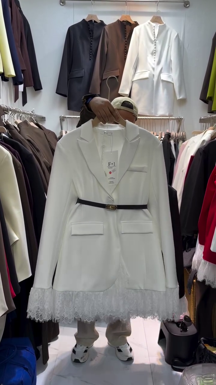 “Lace Ledger: Brown Blazer of Structure, Story & Feminine Edge 🧥🖋️🌸”