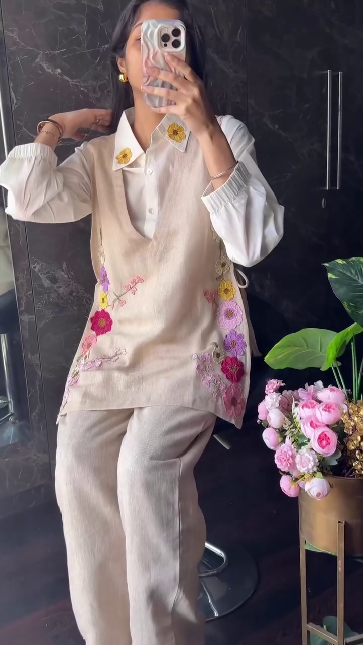 Golden Garden Muse: Embroidered Grace in Motion" 🌼👗🌟