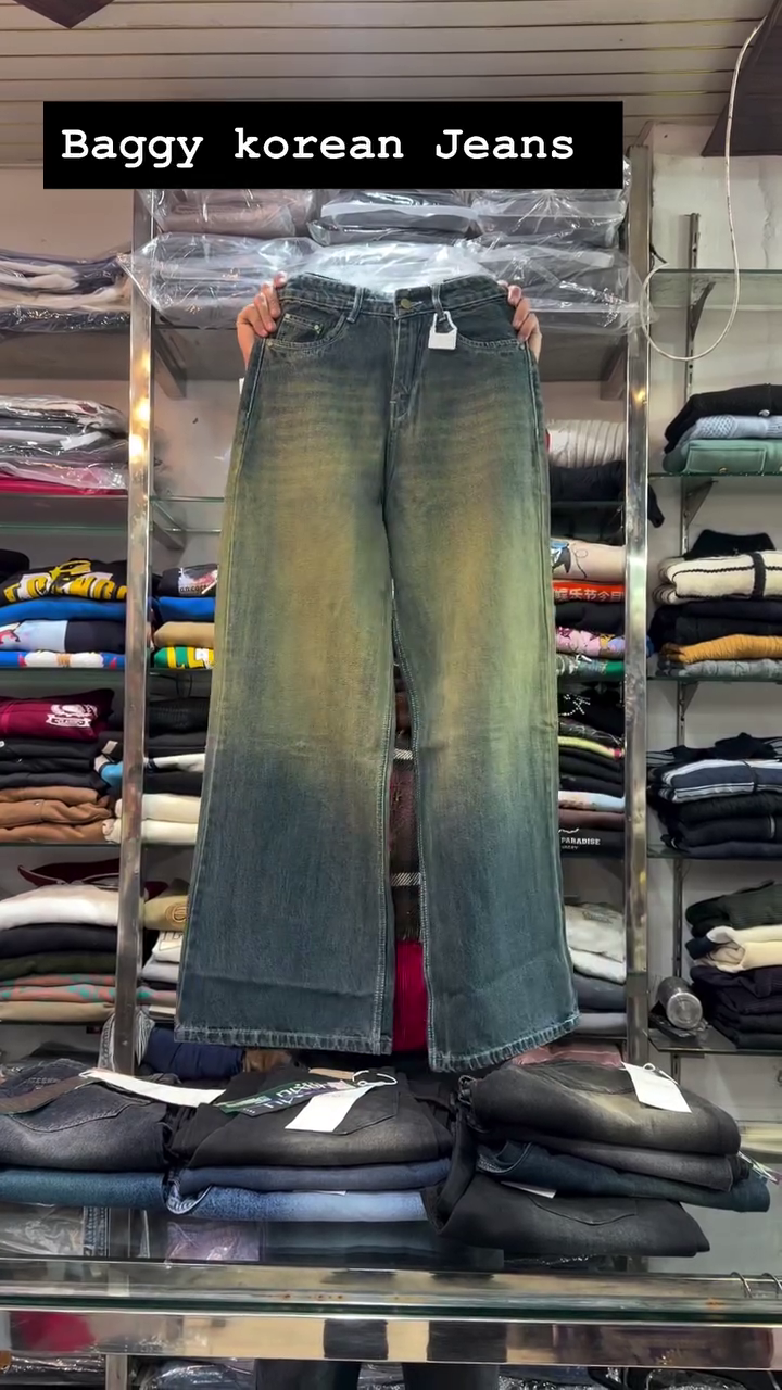 Black Baggy Wide-Leg Korean Jeans with Distressed Faded Detailing 👖🖤🔥🌍✨