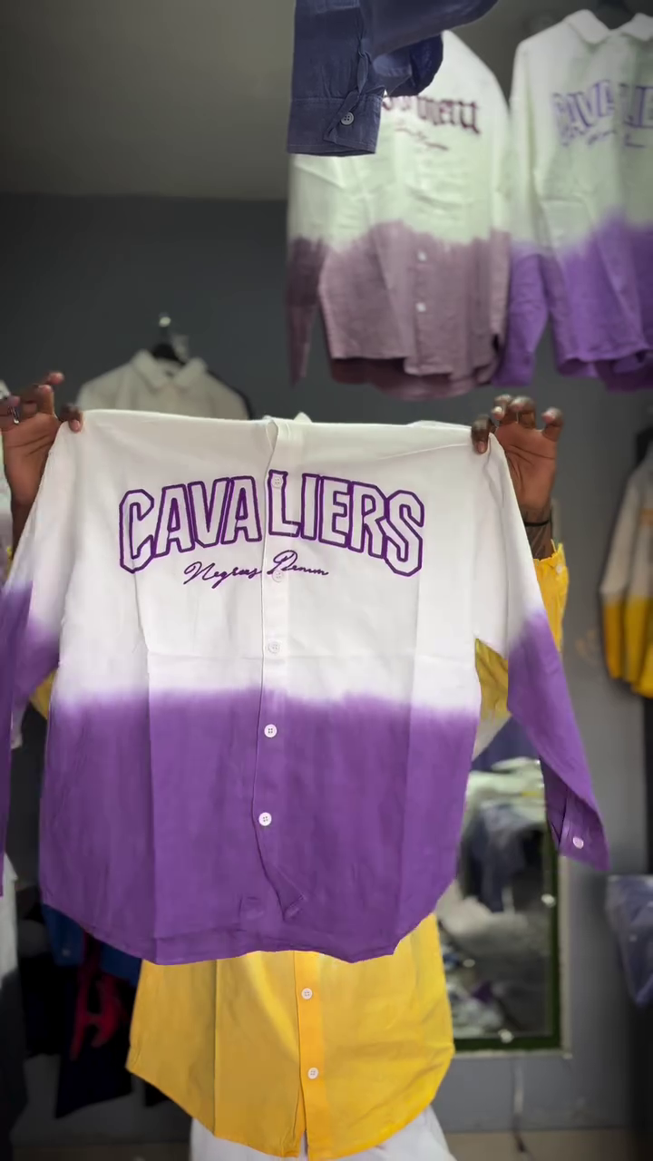 White & Gray Gradient Button-Up Shirt 👔 with Large Stylized Text ✍️ + Casual Statement Ensemble