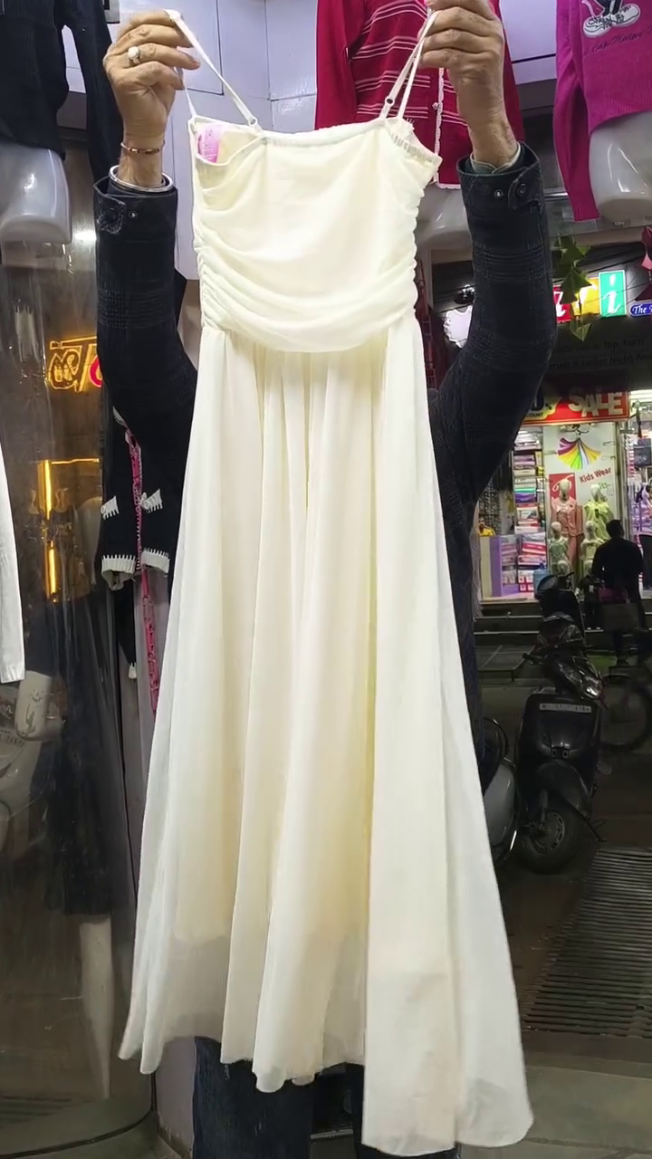 Ethereal White Sleeveless Dress 👗 with Gathered Bodice ✨ + Flowing Skirt 🌸