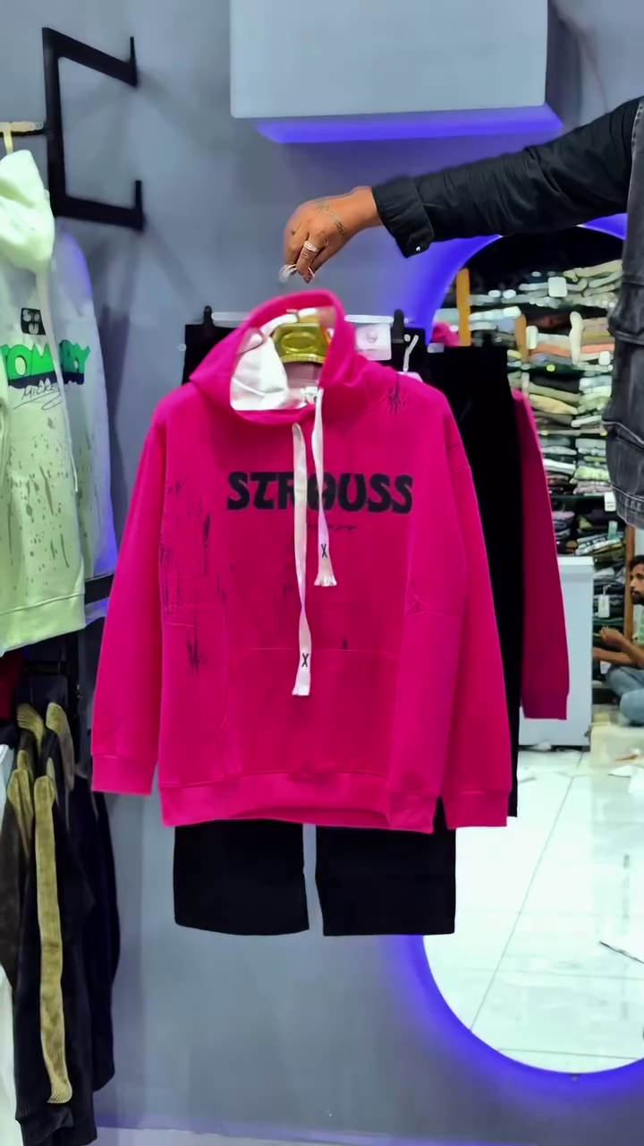 Unisex White Graphic Hoodie with Front Cartoon Print & Kangaroo Pocket – Paired Display with Blue Denim Bottom 👕🧥✨