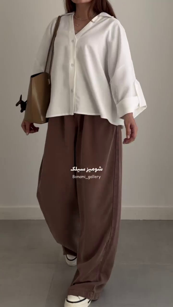 Elegant Chocolate Brown Oversized Satin-Feel Drop-Shoulder Button-Down Women’s Shirt with Wide Sleeves