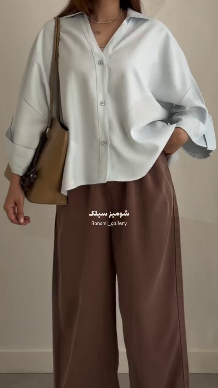 Elegant Chocolate Brown Oversized Satin-Feel Drop-Shoulder Button-Down Women’s Shirt with Wide Sleeves