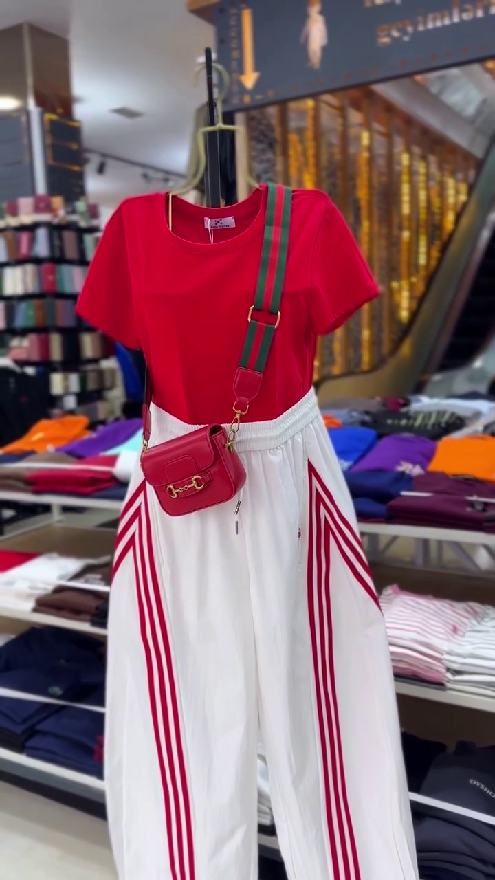 Sporty Wide-Leg Track Pants with Triple Side Stripes (White with Red Stripes & Black with Yellow Stripes Variants) 🖤🤍🔥