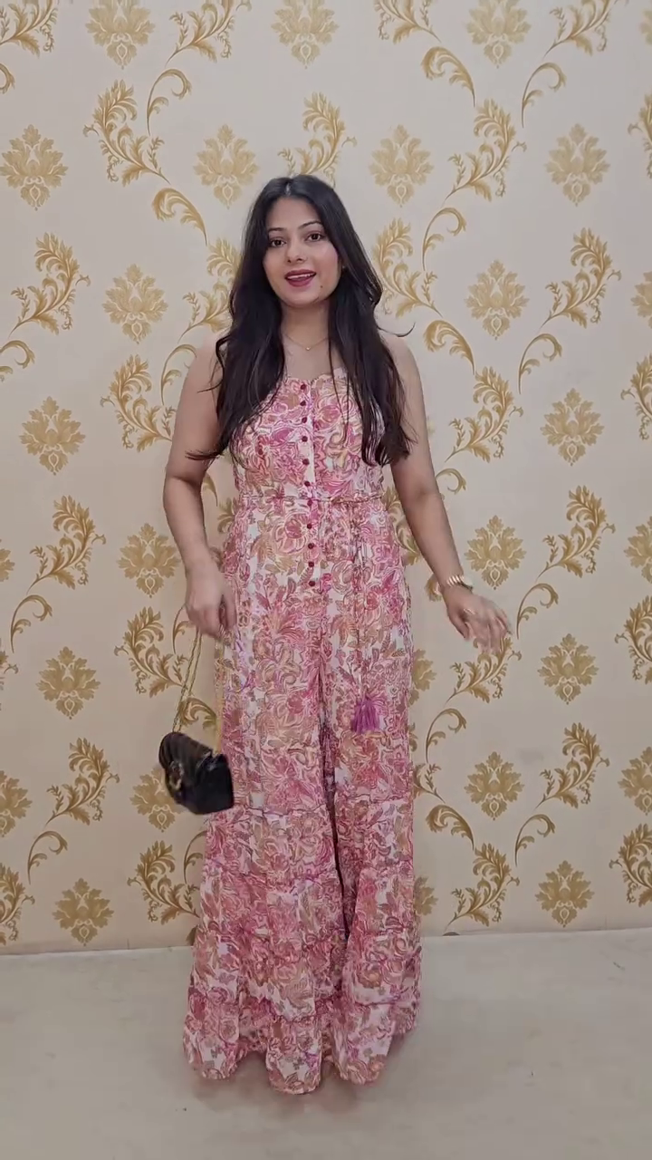 Charcoal Grey Floral Printed Sleeveless Layered Maxi Dress with Waist Tie Tassel Detail – Boho Chic Evening & Casual Party Outfit