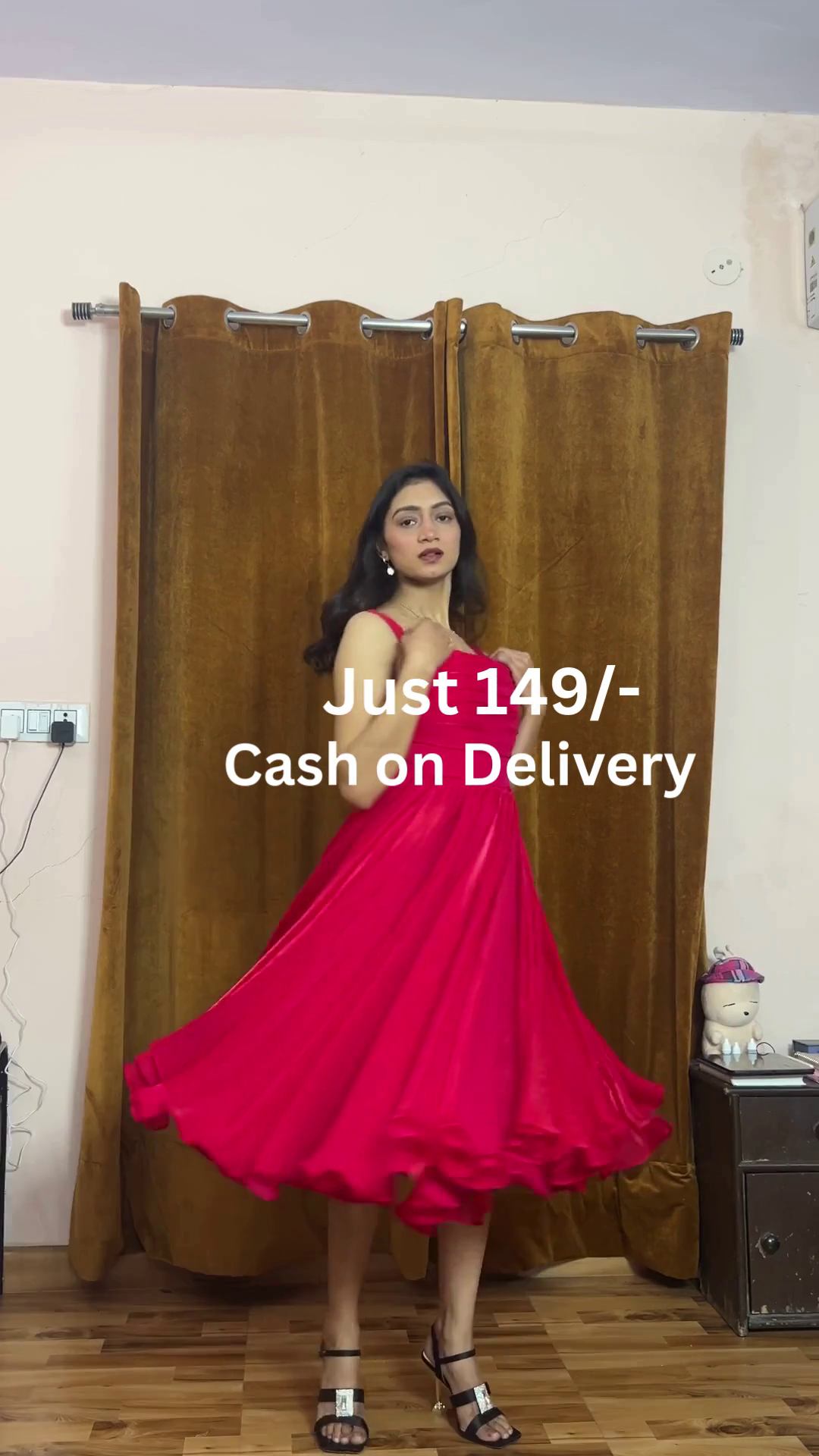 Scarlet Red Square-Neck Sleeveless Gathered Flared Maxi Dress with Structured Bodice & Flowing Floor-Length Silhouette – Elegant Evening Statement Gown