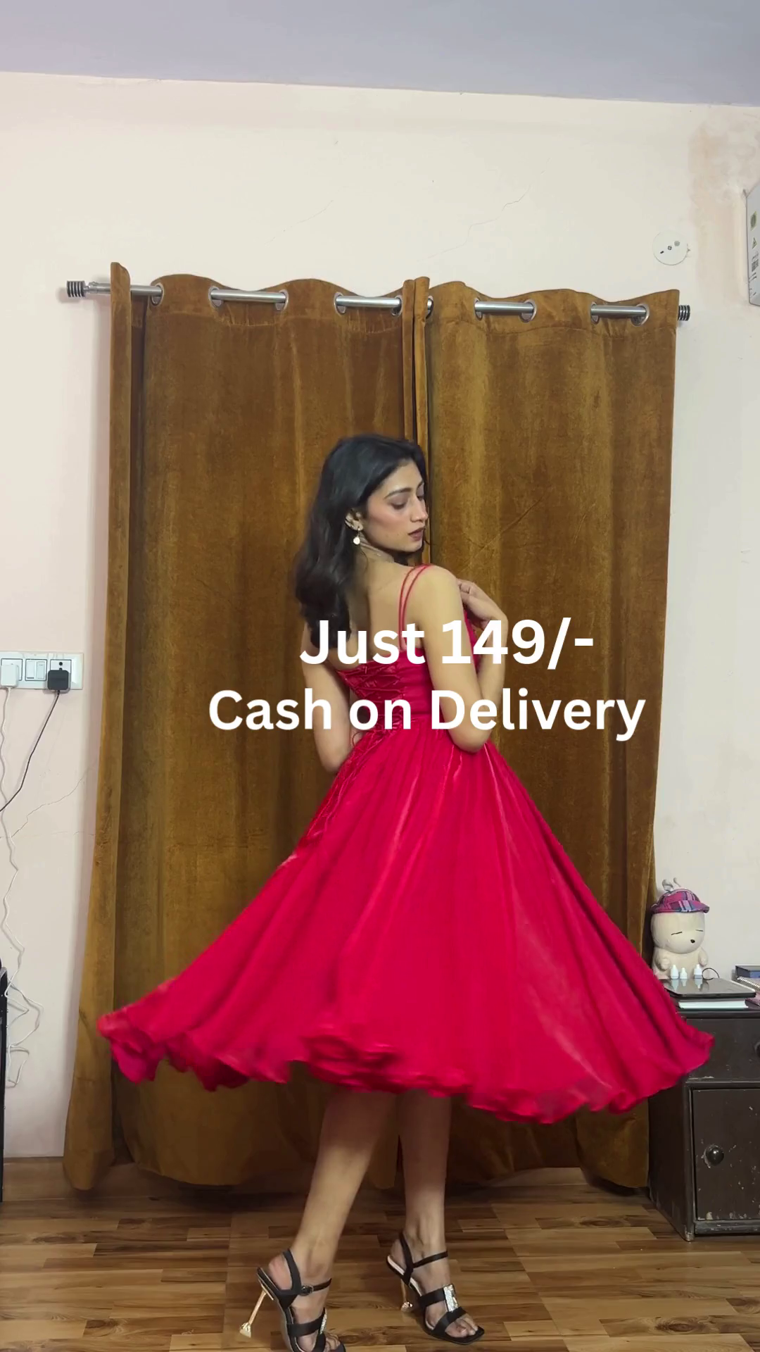 Scarlet Red Square-Neck Sleeveless Gathered Flared Maxi Dress with Structured Bodice & Flowing Floor-Length Silhouette – Elegant Evening Statement Gown