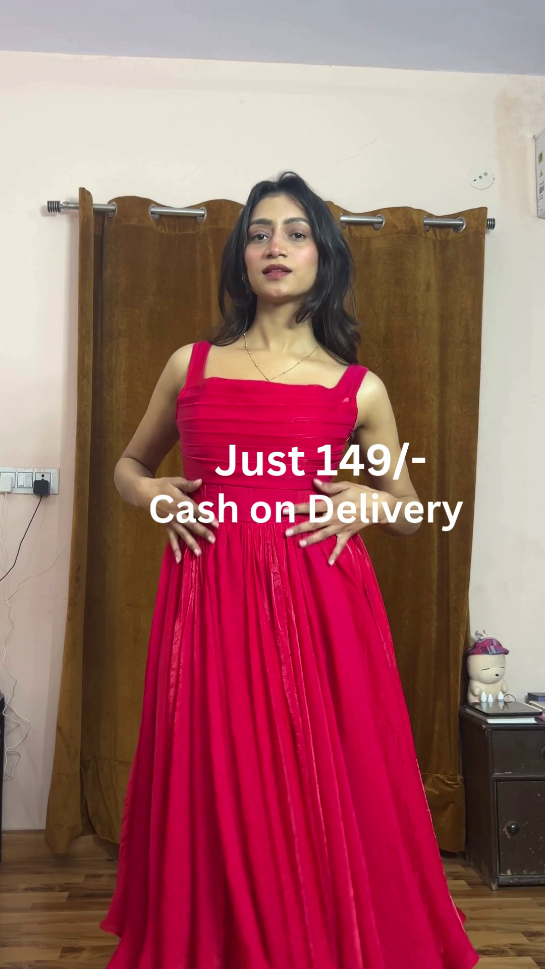 Scarlet Red Square-Neck Sleeveless Gathered Flared Maxi Dress with Structured Bodice & Flowing Floor-Length Silhouette – Elegant Evening Statement Gown