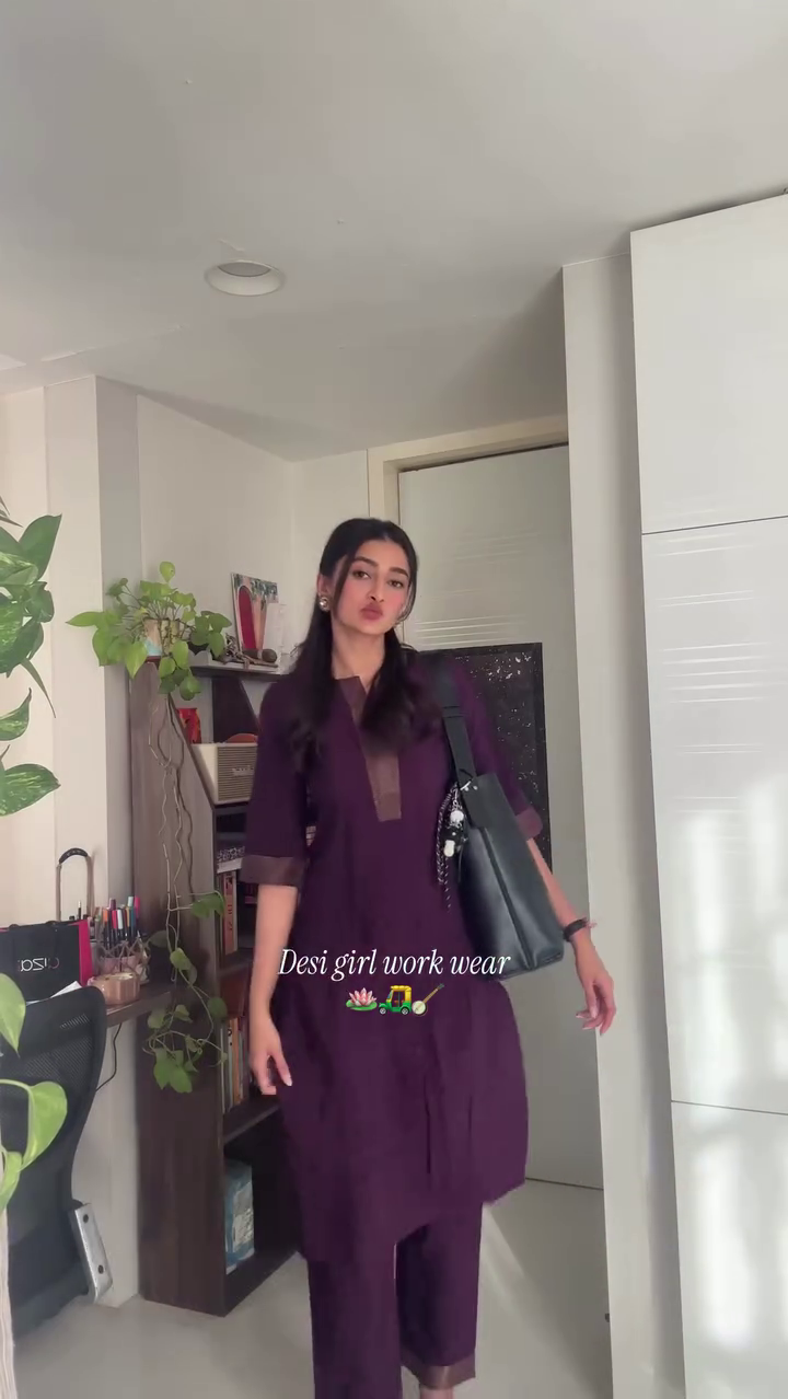 Midnight Black & Magenta Floral Printed Flared Short Kurti with V-Neckline & White Straight Pants – Indo-Western Desi Workwear Fusion Outfit