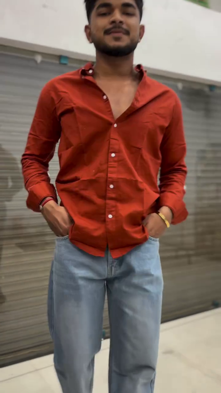 Deep Maroon Slim-Fit Button-Down Casual Shirt with Full Sleeves Paired with Cream Straight-Fit Trousers – Smart Casual Contemporary Menswear Outfit