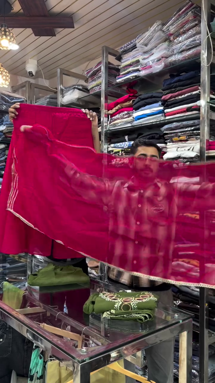 Royal Red Mirror Embellished Traditional Kurta with Matching Pants