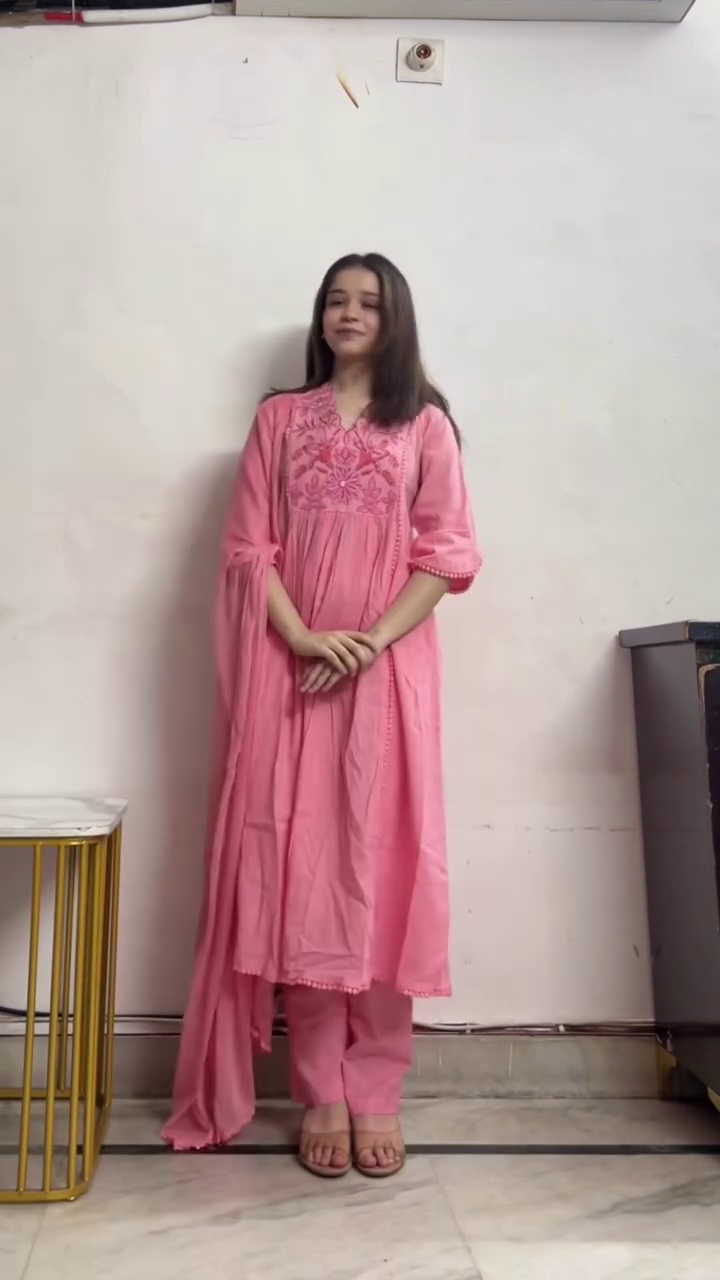 Soft Sky Blue Floral Printed Cotton Kurta with Pants and Elegant Dupatta