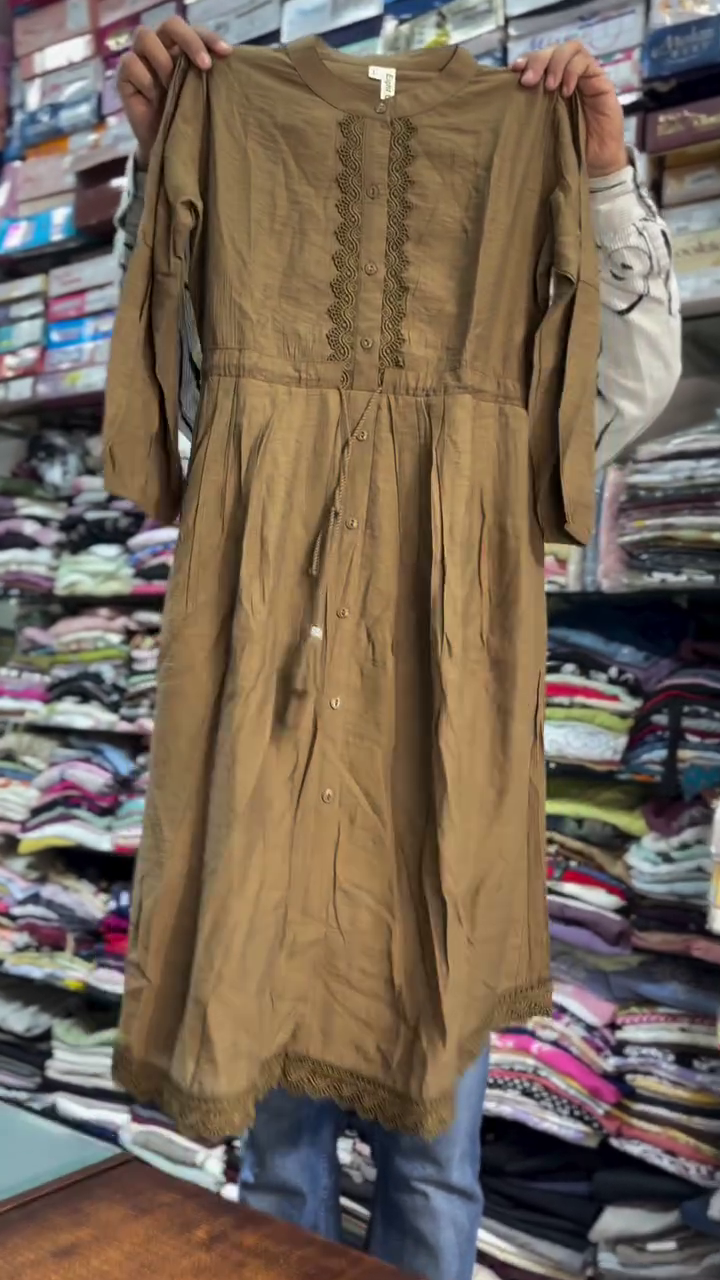 Classic Ivory White Long A-Line Cotton Kurti Dress