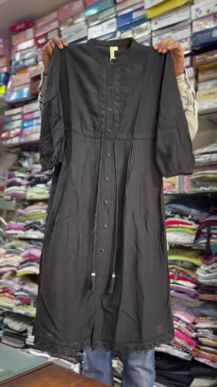 Classic Ivory White Long A-Line Cotton Kurti Dress