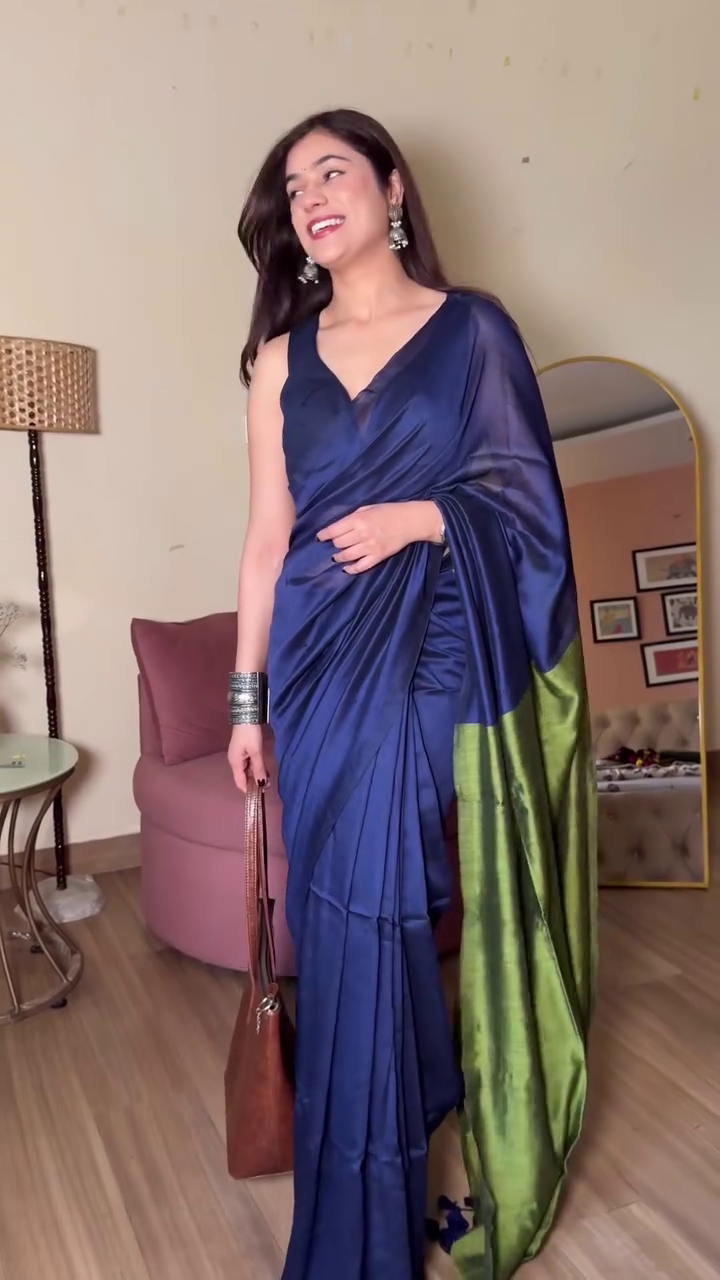 Saree with Minimal Gold Dot Detailing