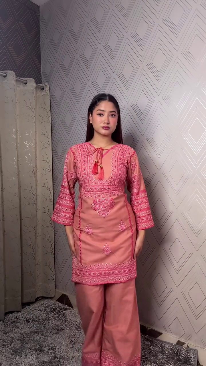 Ethnic Kurta with Matching Wide Palazzo Set