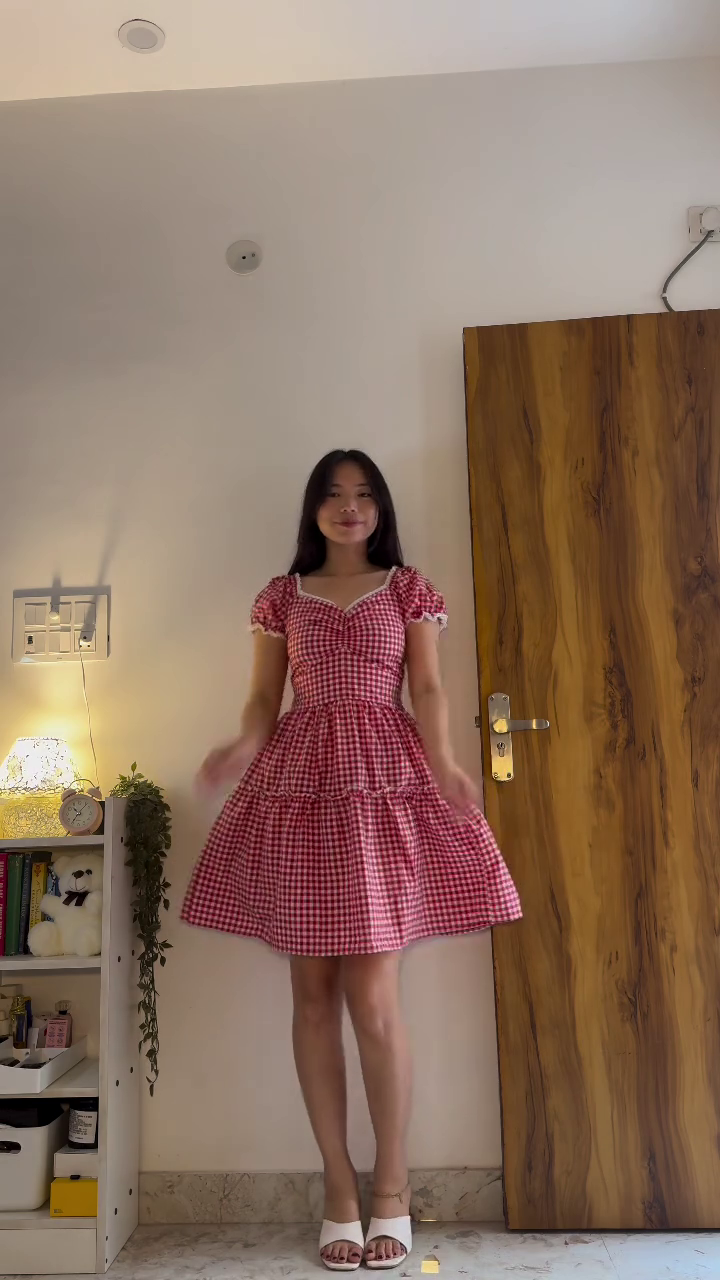 Yellow Checkered Smocked Summer Mini Dress