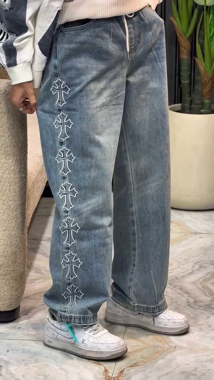 Denim Patch Streetwear Bomber Jacket