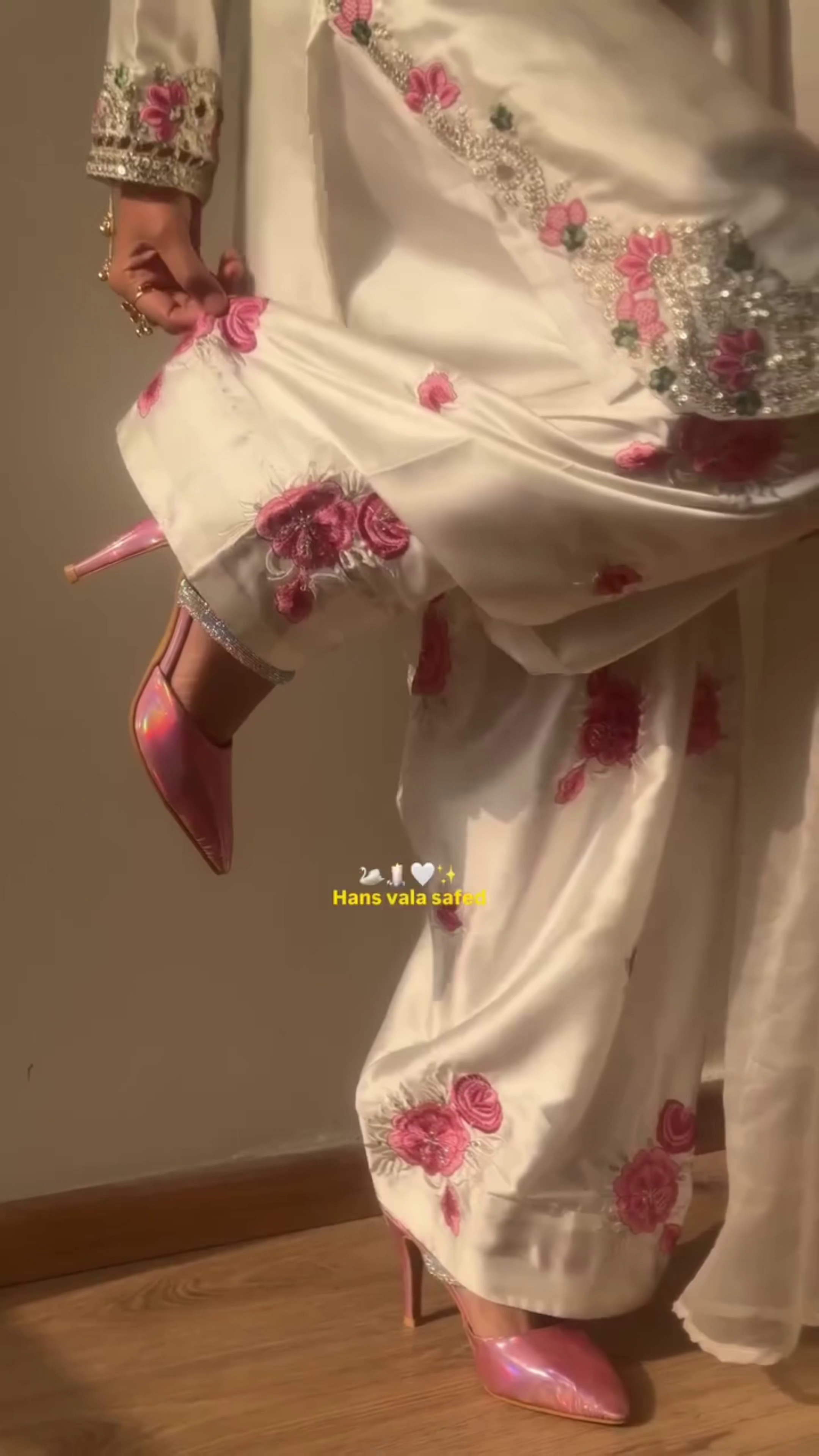 Straight Kurta With Matching Palazzo Pants And Sheer Floral Dupatta