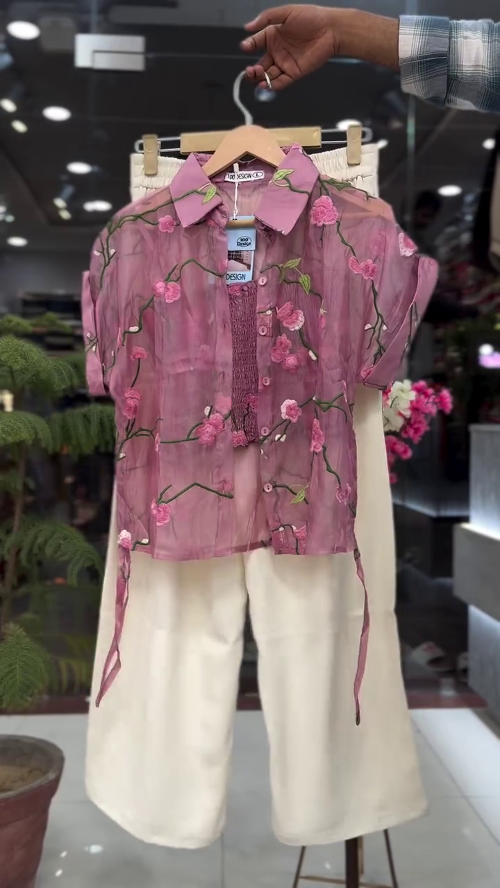 Smocked Inner Tube Top & Cream High-Waist Wide-Leg Culotte Pants Co-Ord Set