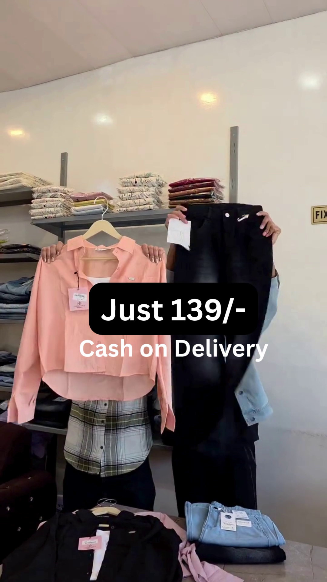 Shirt with Inner Layer & Dark Indigo Wide-Leg Denim Jeans Outfit