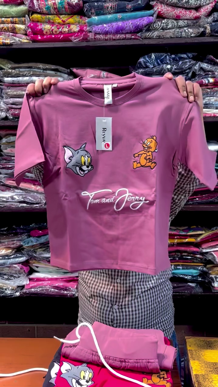 Premium Pastel Green Cotton Blend Oversized T-Shirt with Classic Tom and Jerry Cartoon Print | Soft Casual Streetwear Graphic Tee for Men & Women