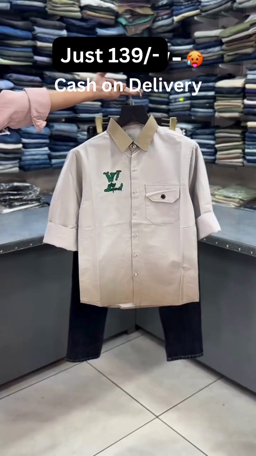 Urban Mist Ombre Shirt & Denim Combo Set 🤍💜👖✨