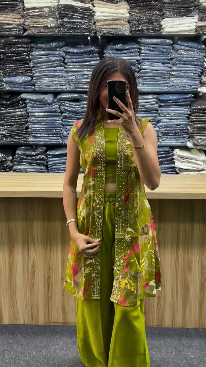 Ruby Bloom Indo-Western Fusion Co-Ord Set ❤️🌸✨