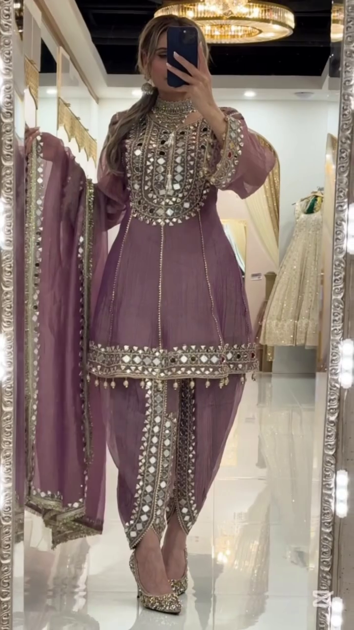 Royal Mauve Mirrorwork Designer Sharara Set 💜✨👑