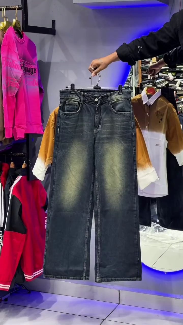 Casual Shirt With Dark Wash Straight Fit Denim Jeans Two Piece Western Outfit Set