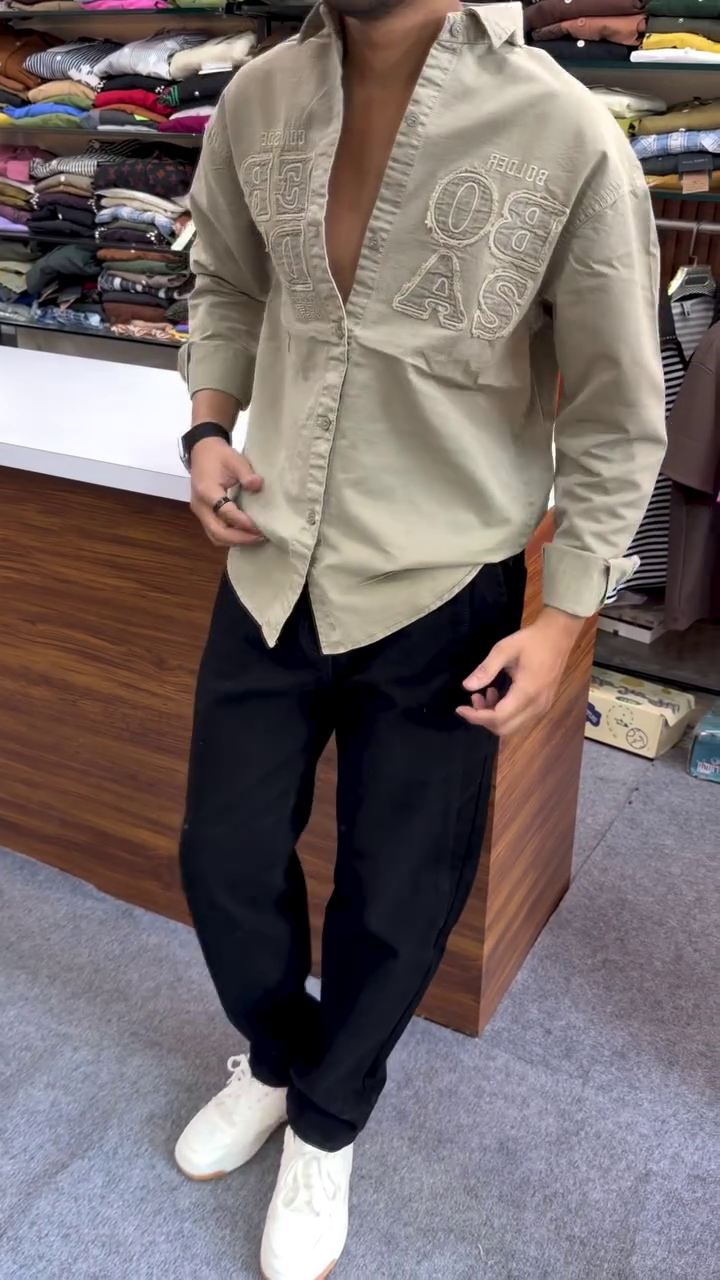Rugged Luxe Brown Statement Shirt with Bold Embroidery & Street Smart Fit 🤎🔥✨