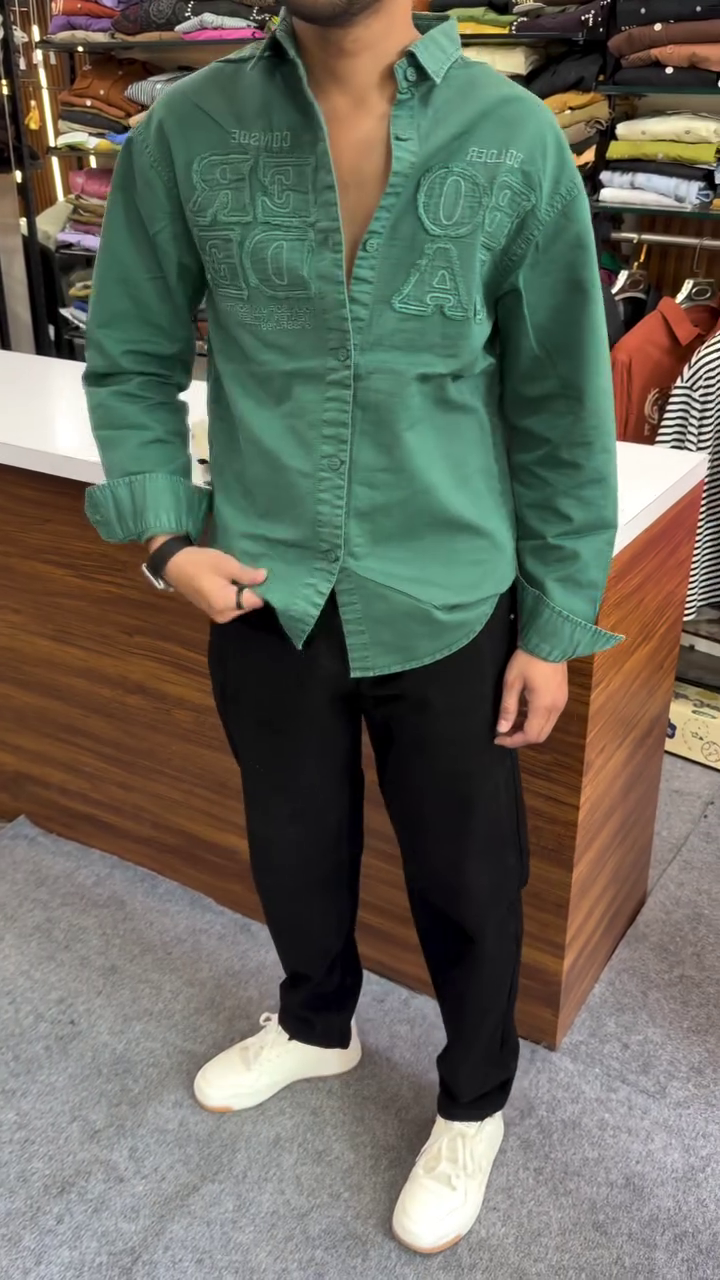 Rugged Luxe Brown Statement Shirt with Bold Embroidery & Street Smart Fit 🤎🔥✨