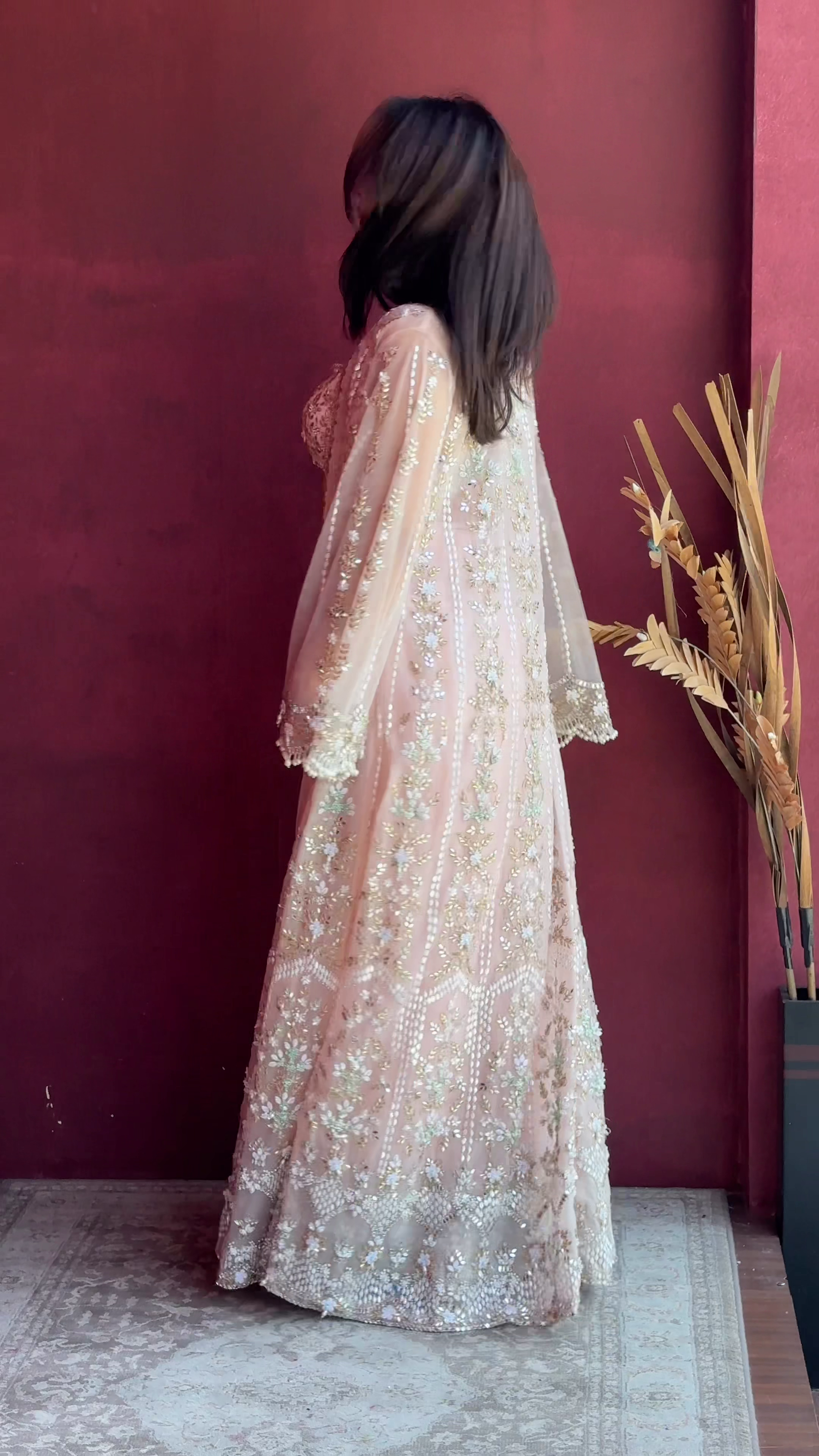 🌸 Blush Pink Embellished Lehenga Set with Sheer Cape Dupatta – Dreamy Festive Glam ✨💖