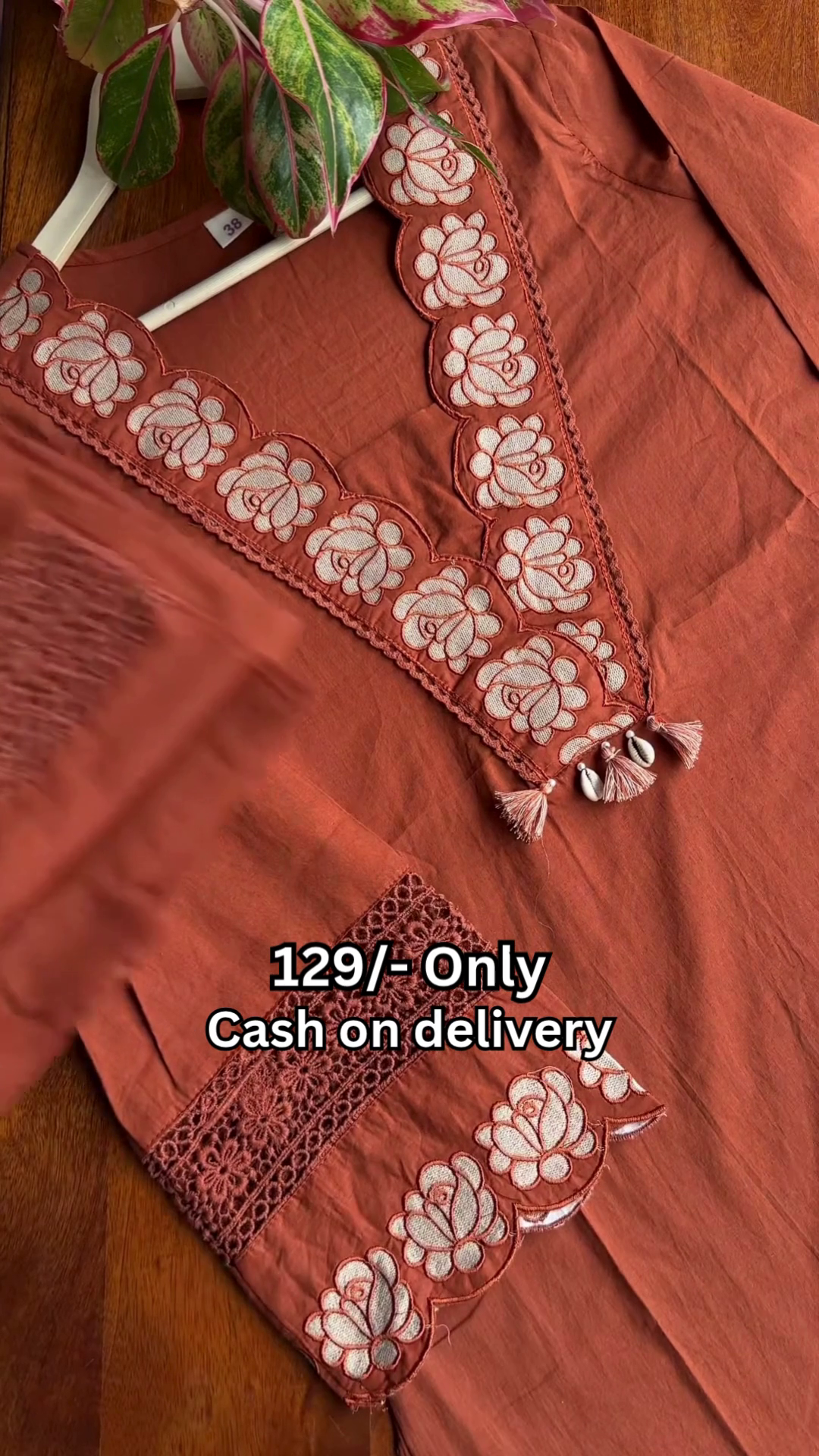 🌸 Elegant Embroidered Cotton Kurti for Women