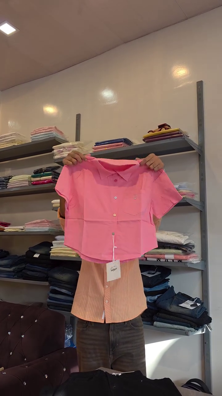 Premium Girls’ Solid Pink Cropped Shirt with Black Wide-Leg Palazzo Co-Ord Set | Elegant Casual Summer Fashion Outfit for Women & Teens